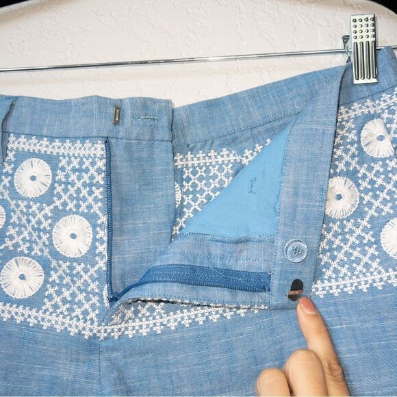 Madewell Chambray Sunstitch Embroidered Shorts Size 4 - Picture 7 of 8